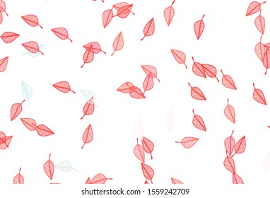 Light Red vector doodle cover. Glitter abstract illustration with leaves. Pattern for coloring books and pages for kids.