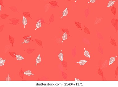 Light Red vector doodle cover. Glitter abstract illustration with leaves. Pattern for coloring books and pages for kids.