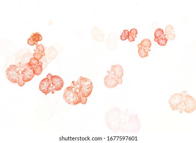 Light Red vector doodle layout with flowers. An elegant bright illustration with flowers. Hand painted design for web, wrapping.