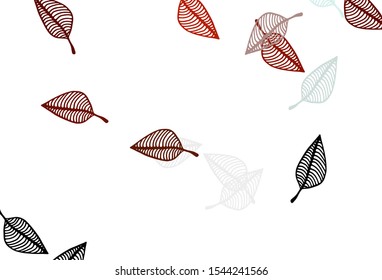 Light Red vector doodle pattern. Colorful abstract illustration with leaves in doodle style. Pattern for wallpapers and coloring books.