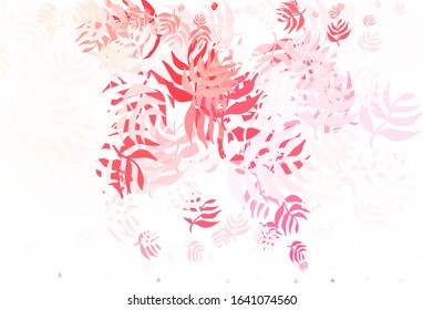 Light Red vector doodle pattern with leaves. New colorful illustration in doodle style with leaves. Colorful pattern for kid's books.