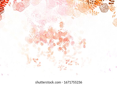 Light Red vector doodle pattern with leaves. Blurred decorative design in Indian style with leaves. Elegant pattern for your brand book.