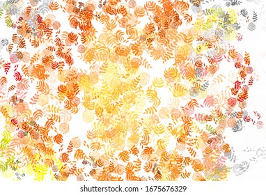 Light Red vector doodle pattern with leaves, flowers. Doodle illustration of leaves and flowers in Origami style. Textured pattern for websites, banners.