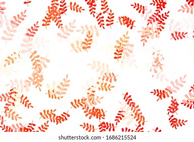 Light Red vector doodle pattern with leaves. Shining colored illustration with leaves in doodle style. Doodle design for your web site.