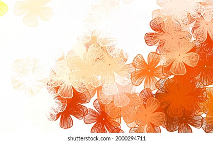 Light Red vector doodle pattern with flowers Sketchy doodle flowers on white background. Colorful pattern for kid's books.
