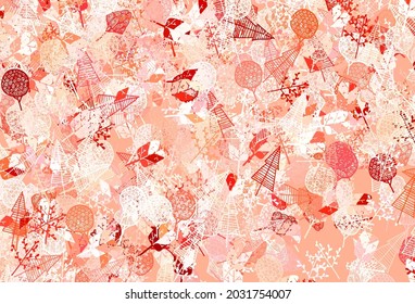 Light Red vector doodle pattern with trees, branches. Creative illustration in abstract style with trees. Brand new style for your business design.