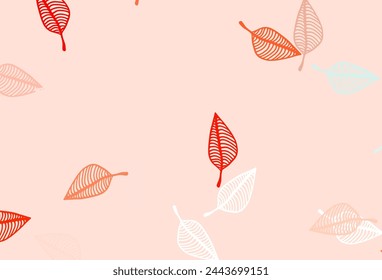 Light Red vector doodle pattern. Abstract leaves with gradient on simple background. Hand painted design for web, leaflet, textile.