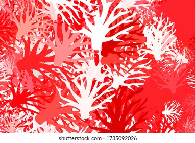 Light Red vector doodle template with branches. Abstract illustration with leaves, branches in doodles style. Pattern for heads of websites, designs.