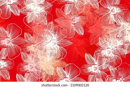 Light Red vector doodle template with flowers. Flowers in natural style on white background. Brand new design for your business.