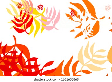 Light Red vector doodle texture with leaves. Decorative illustration with doodles on abstract template. New template for your brand book.