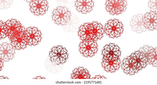 Light red vector doodle texture with flowers. Colorful flowers in natural style on simple background. Brand new business design.