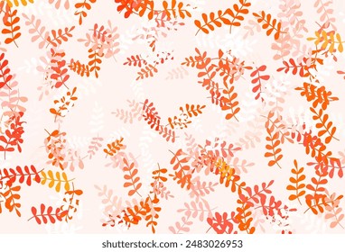 Light Red vector doodle texture with leaves. Sketchy doodles with leaves on blurred background. Textured pattern for websites, banners.