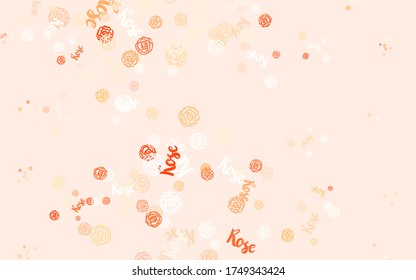 Light Red vector elegant background with flowers, roses. Doodle illustration of flowers in Origami style. Pattern for wallpapers, coloring books.