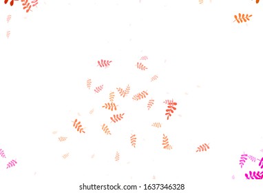 Light Red vector elegant pattern with leaves. New colorful illustration in doodle style with leaves. Doodle design for your web site.