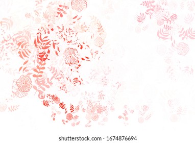 Light Red vector elegant template with leaves. leaves on blurred abstract background with gradient. Template for backgrounds of cell phones.