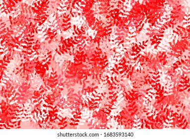 Light Red vector elegant wallpaper with leaves. Creative illustration in blurred style with leaves. New design for your business.