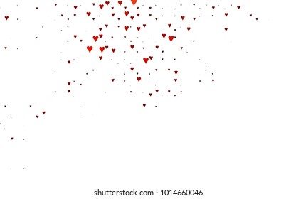 Light Red vector greeting Card Happy Valentine's Day. Pattern with isolated hearts on the white background. Colored illustration for your banner, website, advert.