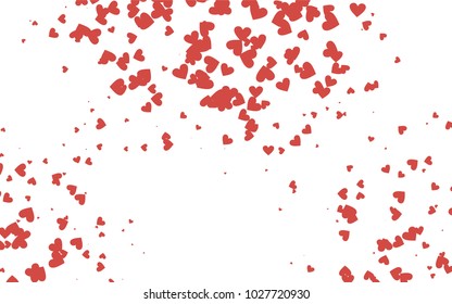 Light red vector greeting Card Happy Valentine's Day. Pattern with isolated hearts on the white background. Colored illustration for your banner, website, advert.