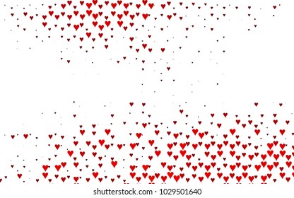 Light Red vector greeting Card Happy Valentine's Day. Pattern with isolated hearts on the white background. Colored illustration for your banner, website, advert.