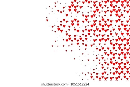 Light Red vector greeting Card Happy Valentine's Day. Pattern with isolated hearts on the white background. Colored illustration for your banner, website, advert.