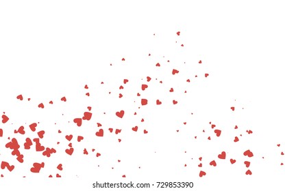 Light red vector greeting Card Happy Valentine's Day. Pattern with isolated hearts on the white background. Colored illustration for your banner, website, advert.
