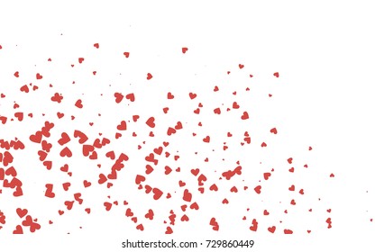 Light red vector greeting Card Happy Valentine's Day. Pattern with isolated hearts on the white background. Colored illustration for your banner, website, advert.