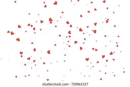 Light red vector greeting Card Happy Valentine's Day. Pattern with isolated hearts on the white background. Colored illustration for your banner, website, advert.