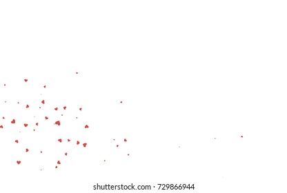 Light red vector greeting Card Happy Valentine's Day. Pattern with isolated hearts on the white background. Colored illustration for your banner, website, advert.