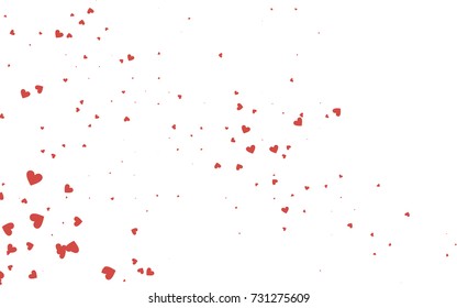 Light red vector greeting Card Happy Valentine's Day. Pattern with isolated hearts on the white background. Colored illustration for your banner, website, advert.