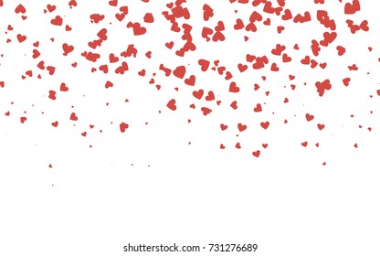 Light red vector greeting Card Happy Valentine's Day. Pattern with isolated hearts on the white background. Colored illustration for your banner, website, advert.
