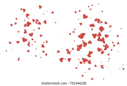 Light red vector greeting Card Happy Valentine's Day. Pattern with isolated hearts on the white background. Colored illustration for your banner, website, advert.