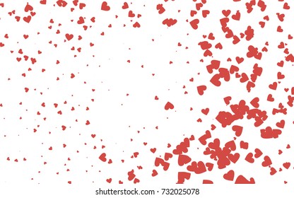 Light red vector greeting Card Happy Valentine's Day. Pattern with isolated hearts on the white background. Colored illustration for your banner, website, advert.