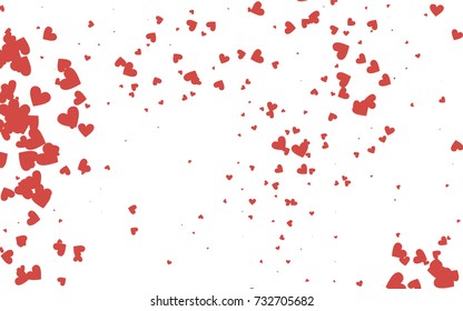 Light red vector greeting Card Happy Valentine's Day. Pattern with isolated hearts on the white background. Colored illustration for your banner, website, advert.