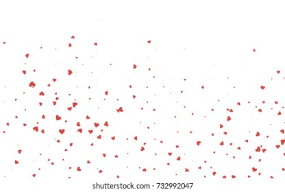 Light red vector greeting Card Happy Valentine's Day. Pattern with isolated hearts on the white background. Colored illustration for your banner, website, advert.