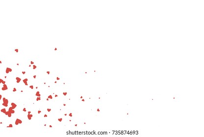 Light red vector greeting Card Happy Valentine's Day. Pattern with isolated hearts on the white background. Colored illustration for your banner, website, advert.