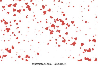 Light red vector greeting Card Happy Valentine's Day. Pattern with isolated hearts on the white background. Colored illustration for your banner, website, advert.