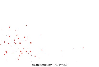 Light red vector greeting Card Happy Valentine's Day. Pattern with isolated hearts on the white background. Colored illustration for your banner, website, advert.