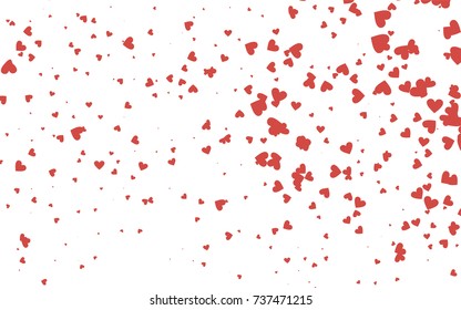Light red vector greeting Card Happy Valentine's Day. Pattern with isolated hearts on the white background. Colored illustration for your banner, website, advert.