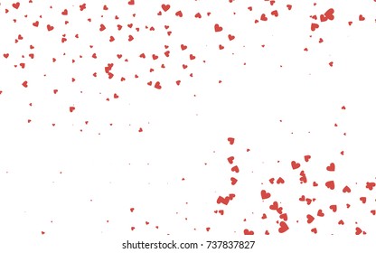 Light red vector greeting Card Happy Valentine's Day. Pattern with isolated hearts on the white background. Colored illustration for your banner, website, advert.