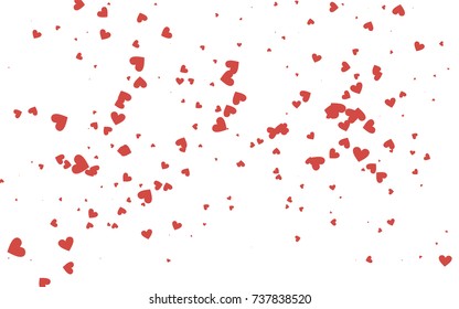 Light red vector greeting Card Happy Valentine's Day. Pattern with isolated hearts on the white background. Colored illustration for your banner, website, advert.