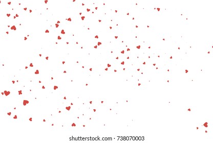 Light red vector greeting Card Happy Valentine's Day. Pattern with isolated hearts on the white background. Colored illustration for your banner, website, advert.