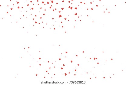 Light red vector greeting Card Happy Valentine's Day. Pattern with isolated hearts on the white background. Colored illustration for your banner, website, advert.