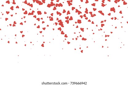 Light red vector greeting Card Happy Valentine's Day. Pattern with isolated hearts on the white background. Colored illustration for your banner, website, advert.