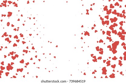 Light red vector greeting Card Happy Valentine's Day. Pattern with isolated hearts on the white background. Colored illustration for your banner, website, advert.