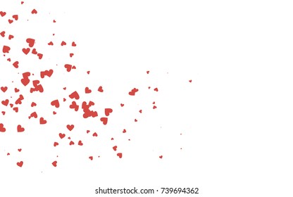 Light red vector greeting Card Happy Valentine's Day. Pattern with isolated hearts on the white background. Colored illustration for your banner, website, advert.