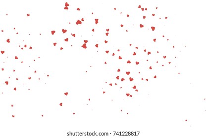 Light red vector greeting Card Happy Valentine's Day. Pattern with isolated hearts on the white background. Colored illustration for your banner, website, advert.