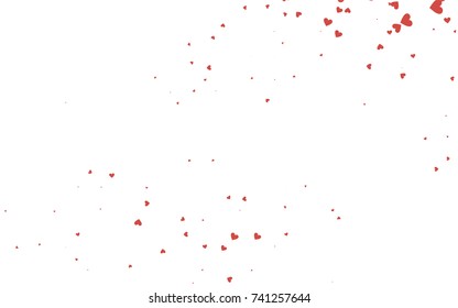 Light red vector greeting Card Happy Valentine's Day. Pattern with isolated hearts on the white background. Colored illustration for your banner, website, advert.