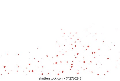Light red vector greeting Card Happy Valentine's Day. Pattern with isolated hearts on the white background. Colored illustration for your banner, website, advert.