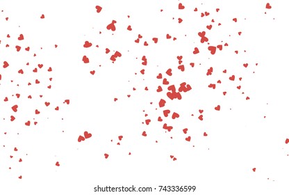 Light red vector greeting Card Happy Valentine's Day. Pattern with isolated hearts on the white background. Colored illustration for your banner, website, advert.