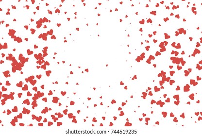 Light red vector greeting Card Happy Valentine's Day. Pattern with isolated hearts on the white background. Colored illustration for your banner, website, advert.